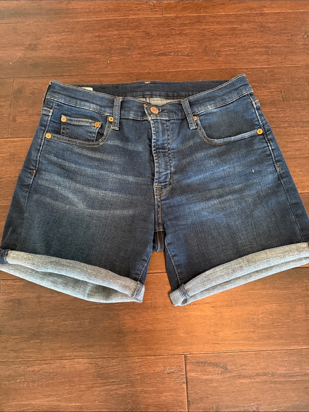 GAP Dark Blue Rolled Cuff Denim Shorts
